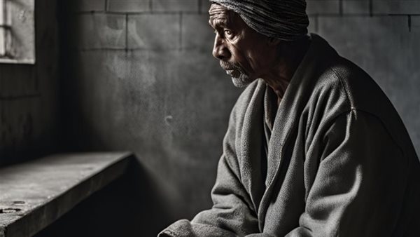 سجين معتقل مع طعام